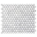 Diflart Carrara White Marble Mosaic Tile, 3/4 Inch Penny Round, Polished, Natural Bianco Carrera Marble Backspash Tiles for Kitchen Bathroom Wall Floor, Pack of 5 Sheets