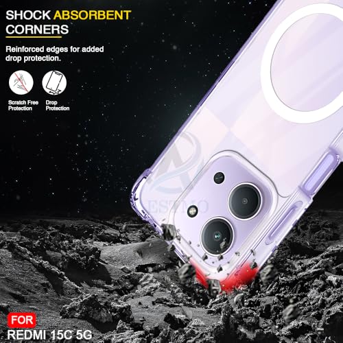 Image of AESTMO Clear Back Cover for Redmi 15C 5G / Poco C85 5G | 360 Protection | Transparent Back Cover for Redmi 15C 5G (PC + TPU, Compatible with MagSafe Accessories, Transparent Bumper)
