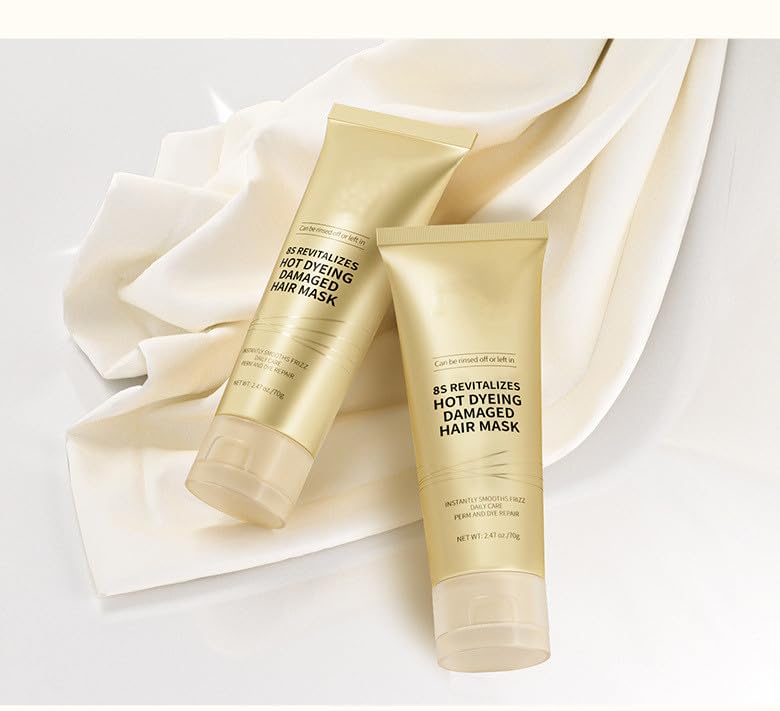 2Pcs Hair Mask, 8s Revitalizes Hot Dyeing Damaged Hair Mask, Keratin Revitalizing Cream for Frizz Hair Daily Care,Perm and Dye Repair Conditioner, Prevent Hair Breakage image 6 of 7 B0FGXGB9D2