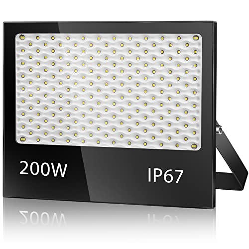 VRFMALIY 200W LED Strahler Außen, 20000LM 7000K Flutlicht Außenleuchte Superhell, IP67 Wasserfest Scheinwerfer Aussenstrahler für Garage, Hof, Lager, Garten