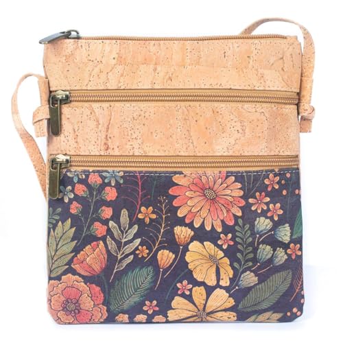DeCarbonize Bolso de hombro Bolso de corcho Crossbody Cuero Vegano Sostenible, marrón, 14 cm x 23 cm x 2 cm