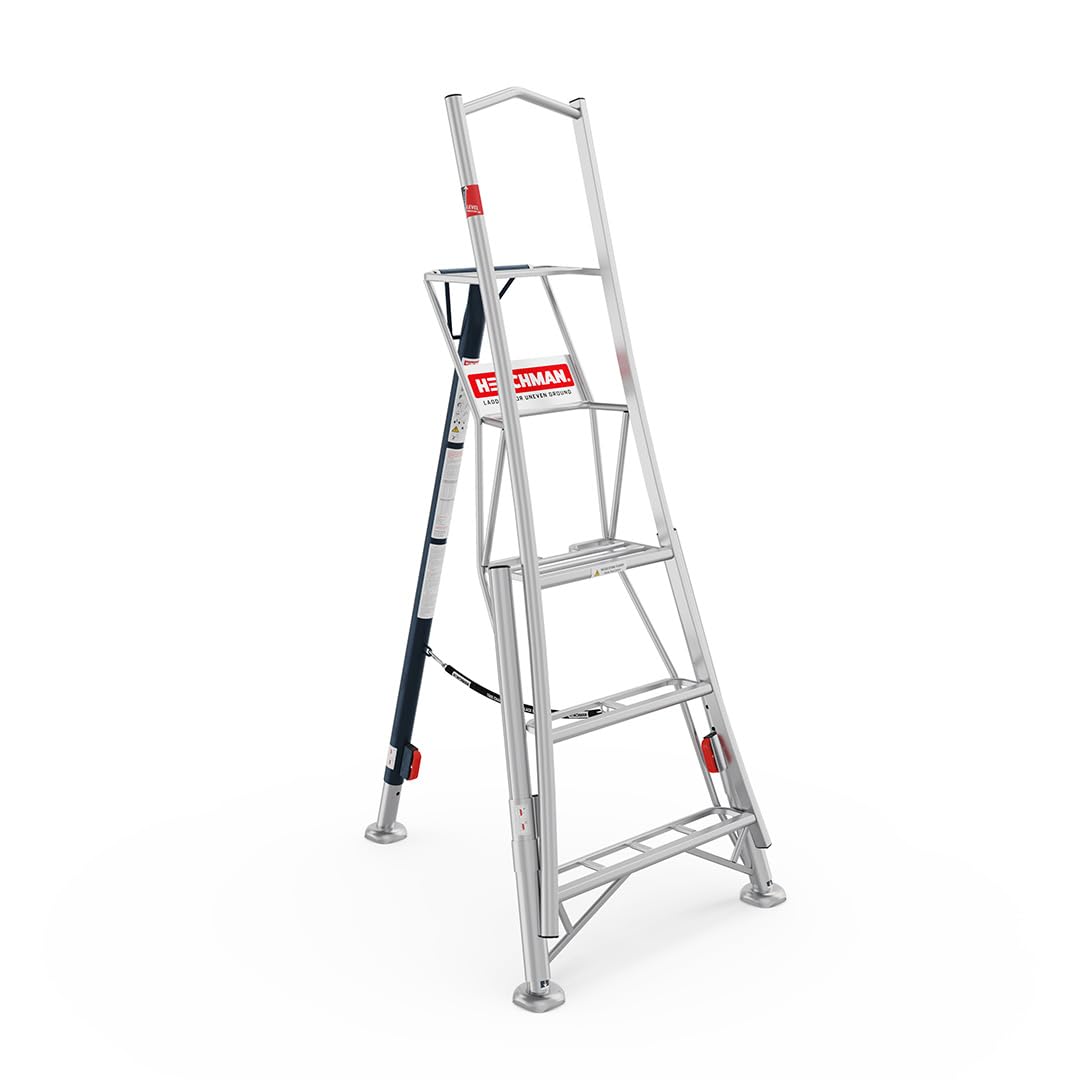 Henchman Fully Adjustable Aluminium Tripod Ladder - 3 Adjustable Legs, 150kg Load Capacity, 5-year warranty, Free Rubber Feet for Indoor Use (6ft / 1.8m)
