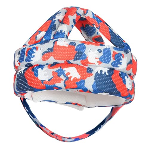 MagiDeal Casco protettivo per bambini, berretto con paracolpi in spugna morbida e traspirante, per imparare a camminare, per neonati, ragazzi e ragazze, Rosso Blu Bianco