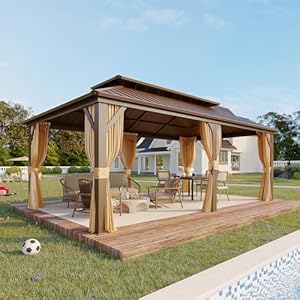 Yoleny12x20hardtopgazebogalvanizedsteelventilationdoubleroofaluminumframecurtainsandnettingincludedoutdoorgazeboforgardenpatiolawnsparties  Urban Country Home Decor Yoleny 12 x 20 hardtop gazebo galvanized steel ventilation double roof aluminum frame curtains and netting included outdoor gazebo for garden patio lawns parties  urban country home decor