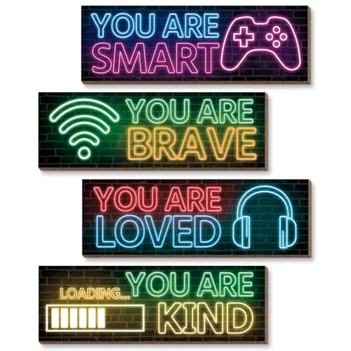 4Pcs Pósteres De Madera Para Juegos, Cuadros De Pared, Juego De