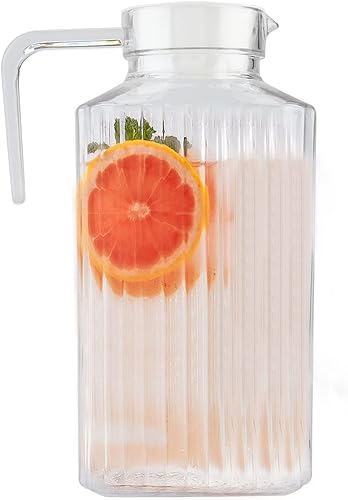 Jarra acrílica, 60.9 fl oz63 onzas, botella de jugo transparente de acrílico a rayas, jarra de jugo frío con tapa, botella de agua fría para jugo disponible en Yaxa Venezuela