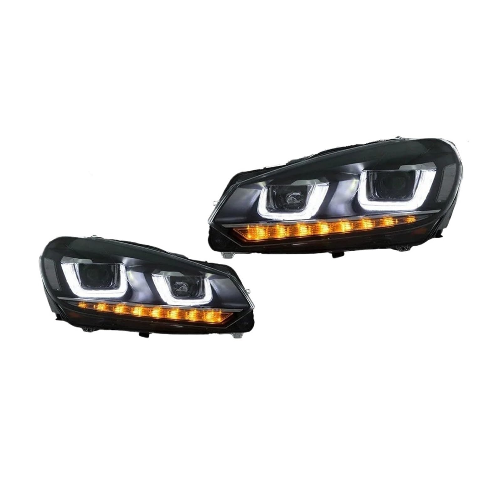 Archaic LED Frontscheinwerfer für VW für Golf 6 2010 2011-2014 Tuning Tagfahrlicht Bi Xenon Projektor Paar Scheinwerfer für Auto (RHD with Demon Eye 1 Paar)
