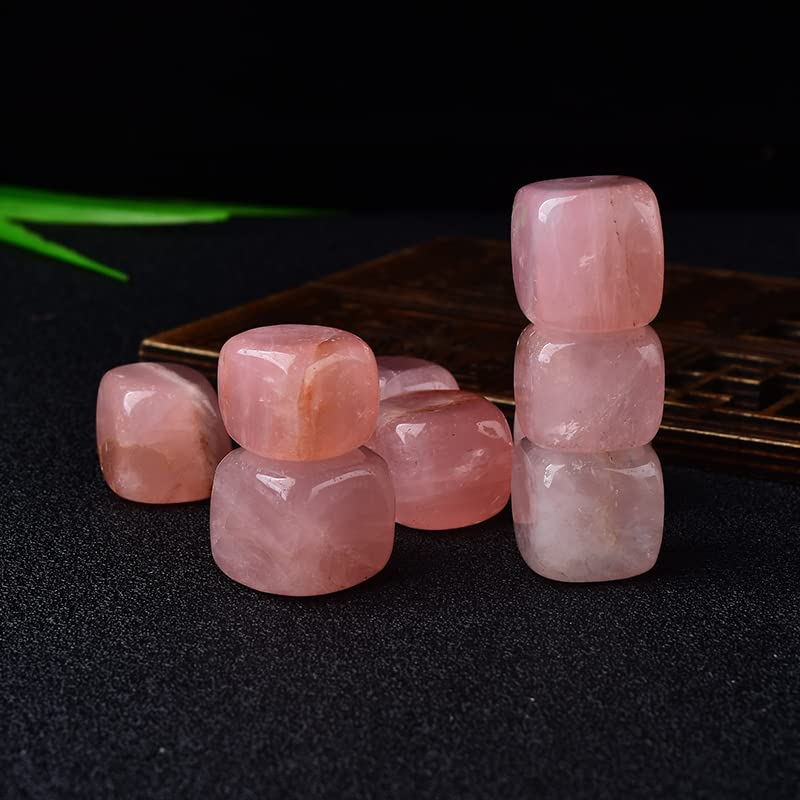 10 Pezzi Lucido Cubo Naturale Pietra Burattata Ghiaia Pietre di Cristallo Quadrate Acquario Decorazione Gemma da Giardino Raccolta domiciliare (Color : Rose Quartz)