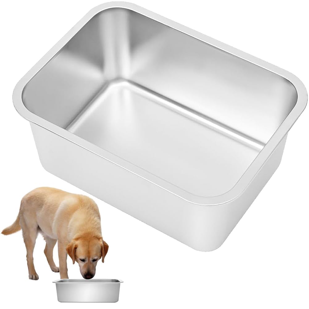 Kichwit 2.5 Gallons Large Dog Bowl Food Grade Stainless Steel Pan, Dishwasher Safe