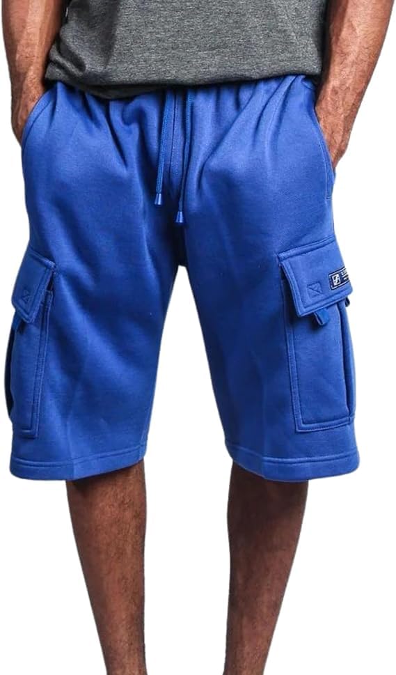 Mens Cotton Cargo Shorts Casual Elastic Waist Drawstring Summer Sweat Shorts Loose Fit Workout Shorts with Pockets