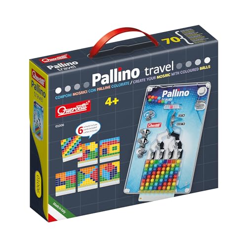 Mini Pallino è la versione da viaggio del fratello maggiore Pallino ma ne condivide le funzionalità e la finalità di gioco: comporre simpatici mosaici con le palline colorate