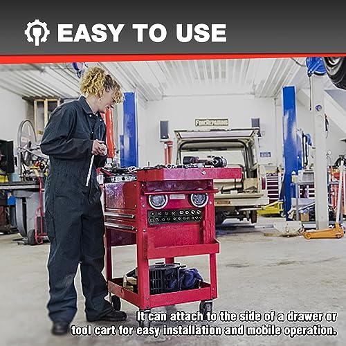 Image of EACELIY Magnetic Socket Organizer Set,SAE & Metric Socket Holder Kit,,Tools tray, holds 35 Deep and Shallow 1 /2 inch Sockets, attaches to steel box /tool cart (sockets not included) 丨2PC 1 /2 inch