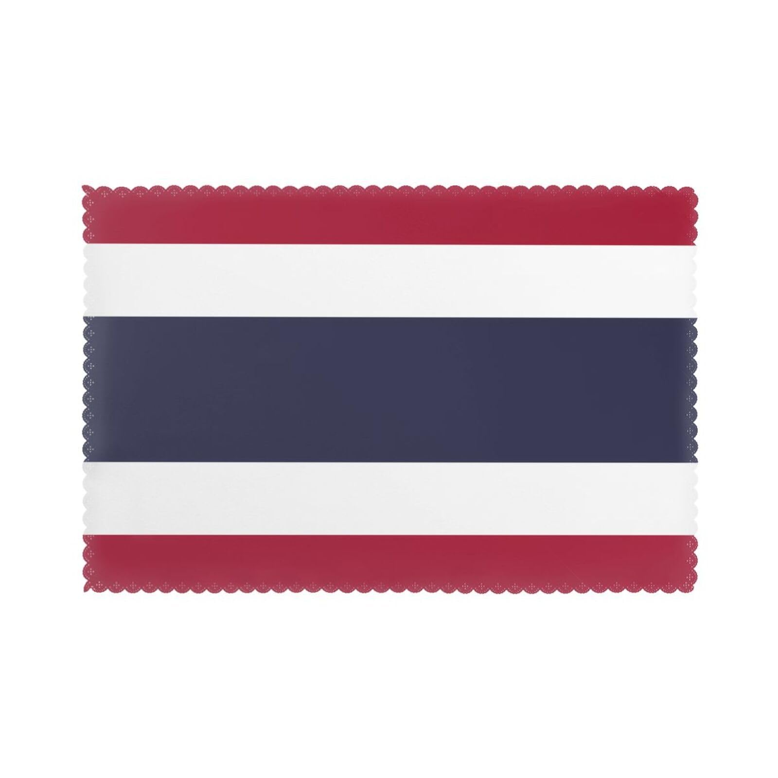 Thailand Flag Placemat set of 6, oil-proof and insulated dining table placemats, washable and wipeable.