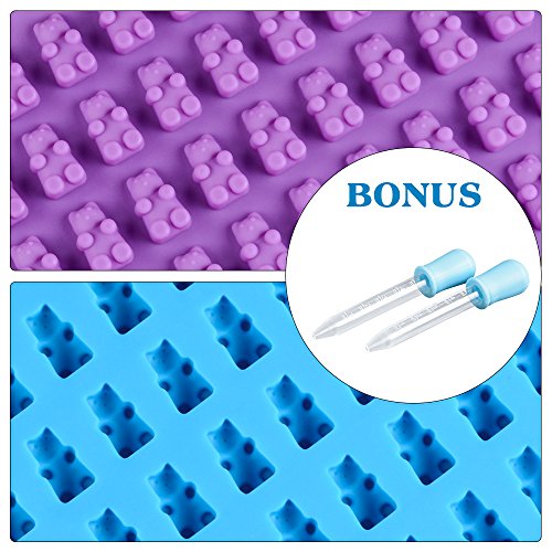 Gummy Bear Candy Molds Silicone - Mini Size Chocolate Gummy Molds With 2 Droppers Nonstick Food Grade Silicone Pack Of 4 #TOP6