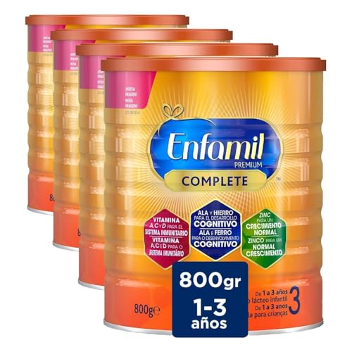 Enfamil Complete 3 Leche de Crecimiento en Polvo, desde los 12 Meses, 1 x 800g (Paquete de 4)