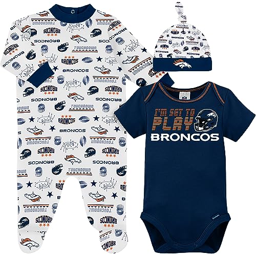 Image of Gerber NFL Baby Boys' 3-Piece Bodysuit, Sleep 'n Play, & Cap Set