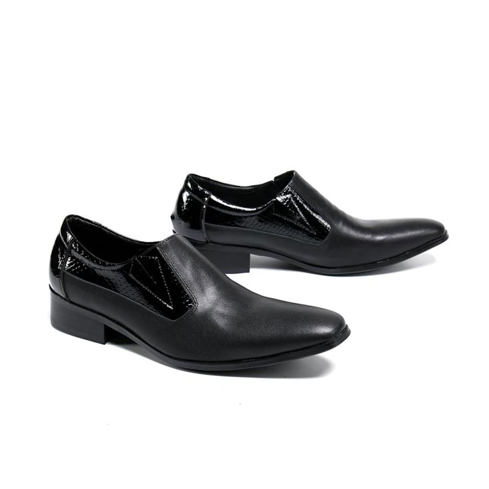 HJUGHPN Formele schoenen voor heren lente en herfst instappers heren instappers jurk schoenen trouwschoenen dikke zolen mocassin comfortabele zachte zolen casual schoenen (Schwarz, 12,5 UK
