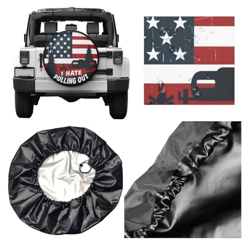 Image of Universal Fit Spare Tire Cover for RV, SUV, and Camper Trailers - Weatherproof Wheel Protector, I Hate Pulling Out Decorative Camper Spare Tire Cover 15 in