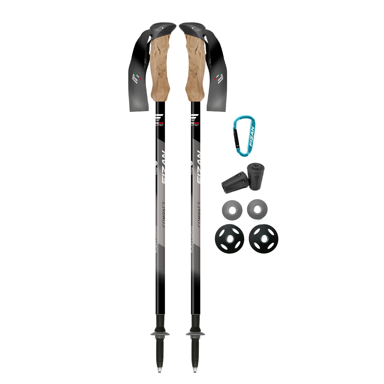Fizan Kompakte 3 Trekkingstöcke, 158 g, Ultraleicht, für Rucksackreisen, Wanderstöcke, verstellbar, zusammenklappbar, individuelle Passform, Eva-Griffe, Aluminium-Gehstöcke (Compact 3)
