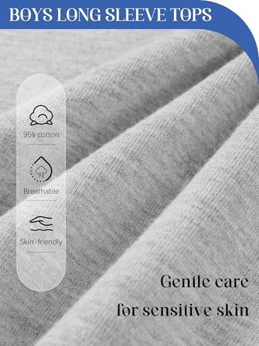 Cooraby 4 Pack Toddler Boys Long Sleeve Cotton T-Shirts Kids Christmas Crewneck Basic Tops Tees Fall Graphic Shirts Excavator2