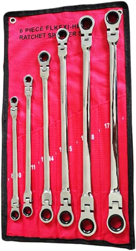 Extended Ratchet Wrench Set Double Box End Flexible Head for Home Repairs and Furniture Assembly
