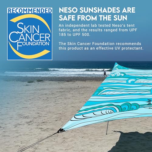 Image of Neso Gigante Portable Beach Tent Sun Shelter - Lightweight Beach Shade Canopy - Easy Setup for Family Outings - Patented Reinforced Corners - UPF 50+ Sun Protection - 8ft Tall, 11 x 11ft - Swells