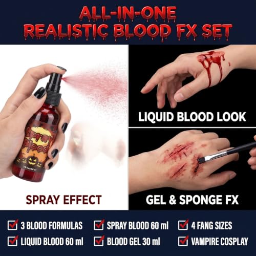 10PCS Halloween Fake Blood Kit Scary Cosplay SFX Makeup Accessories - image 3