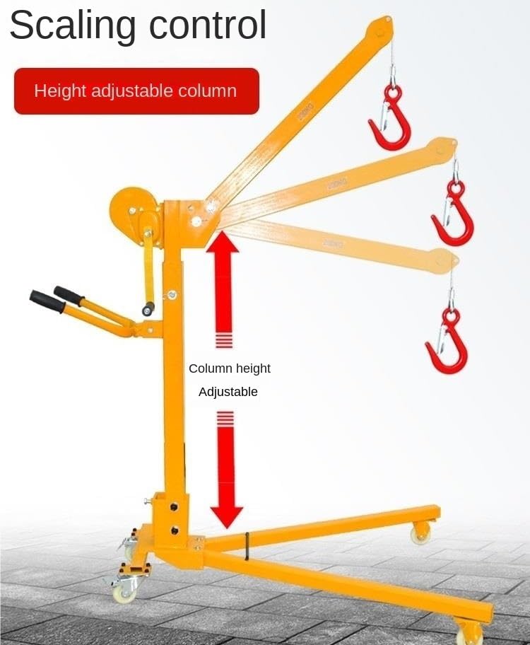 icVantA Mobile Small Crane, Hand-cranked Electric Folding Portable Crane Frame, Household Vehicle-Mounted Lifting Hoist (Color : 200kg Electric Set) (500kg Only Rack)