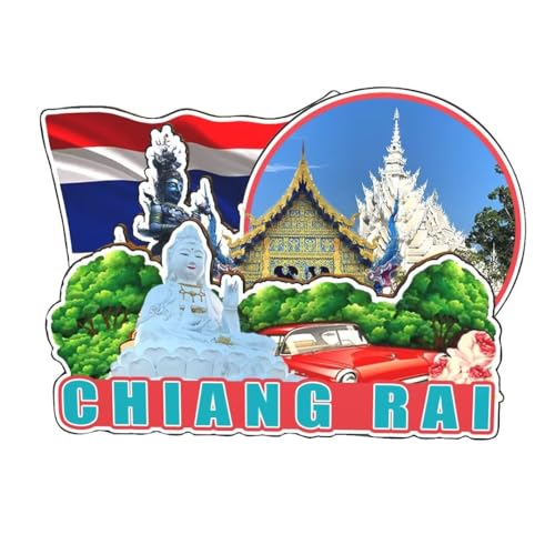 Imán decorativo de madera Chiang Rai Tailandia 3D miniatura 1