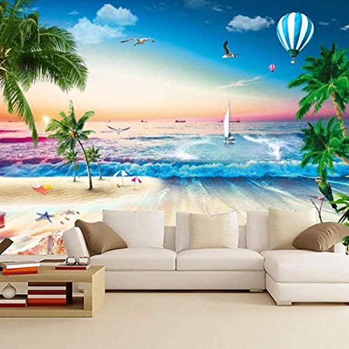 EPZEY Bellissimo Paesaggio Balneare Murales Di Carta Da Parati 3D, Carta Da Parati Panoramica Di Grandi Dimensioni, Adatta Per Il Soggiorno E La Camera Da Letto, Foto Da Parete Rimovibile 140x70 cm
