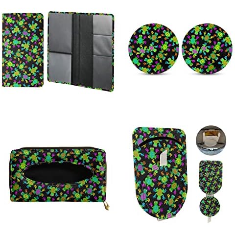 PZZ BEACH Green Frog Coaster for Car Cup Holder Tissue Leather Box License Card Case Sunglass Holder Cover