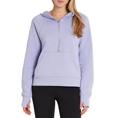 Danskin Ladies' Half Zip Hoodie, Purple, Medium
