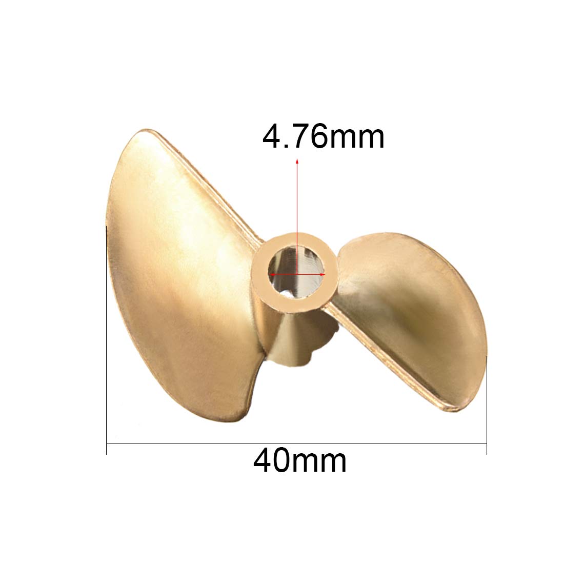uxcell RC Boat Propeller 4.76mm Shaft 2 Vanes 40mm 1.4 P/D Fan Shape Brass CW Rotating Propeller Props for RC Boat, 1pc
