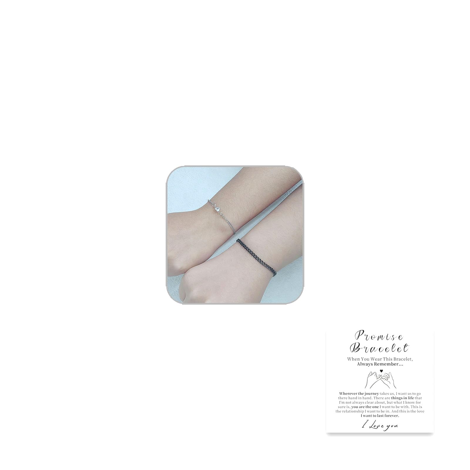 2 Pcs Matching Couple Bracelets for Women Men Charm Bracelets for Women Pinky Promise Friendship Bracelets Matching Bracelets for Couples Valentine's Day Gifts