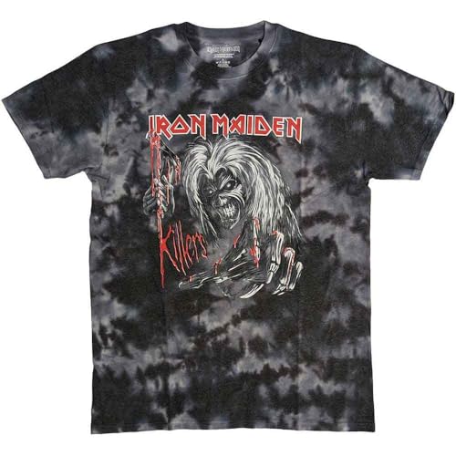 Rock Off officially licensed products Iron Maiden T Shirt Ed Kills Again Band Logo Nouveau Officiel Unisex Noir Dye Size L