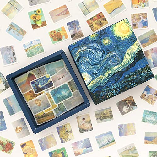 Doraking 200PCS Middle Size Art Theme Scrapbook Washi Stickers for Scrapbooking Diary Decoration, Arts Famous Painting Stickers, Van Gogh Works Stickers (Impressionist Arts)
