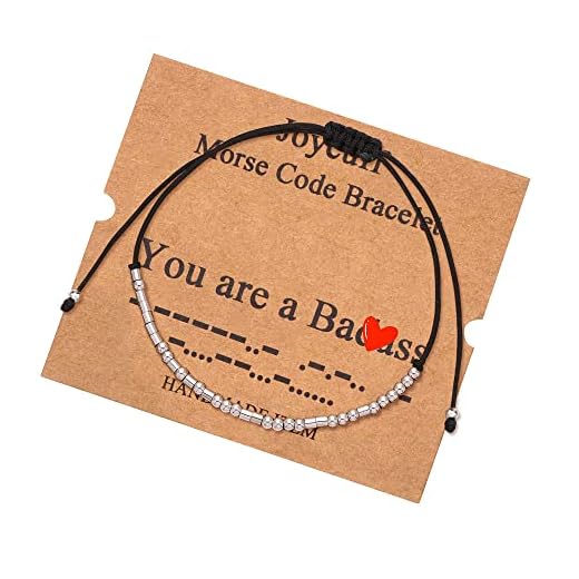 JoycuFF You Are a Badass Inspirational Bracelets for Women Motivational Morse Code Silver Bracelet Jewelry Funny Unique Female Best Friends Birthday Christmas Mothers Day Gifts