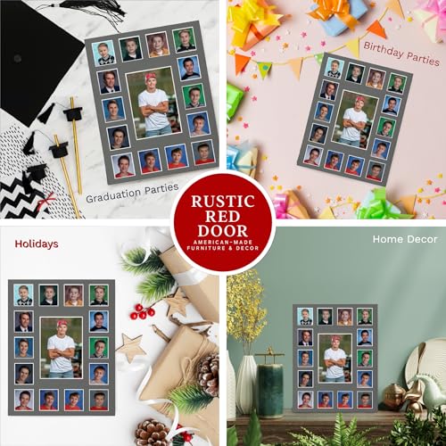 Image of Rustic Red Door Grey Class of 2027 School Years Picture Mat (11' x 14') - 15 Photo Spaces - No Frame Included