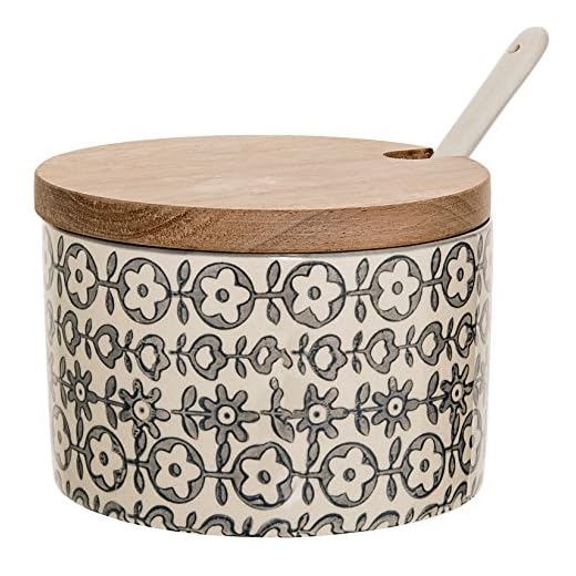 Bloomingville Salztopf mit Löffel und Holzdeckel Karine