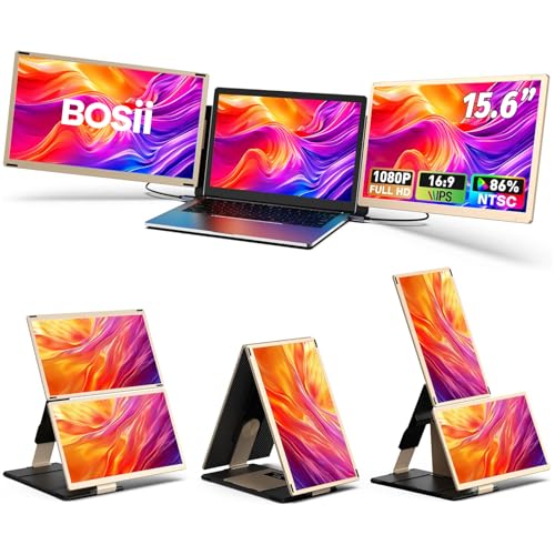 Image of BOSII Laptop Screen Extender Monitor - 15.6 inch IPS FHD 1080P Triple Portable Extended Monitor for Laptops Type-C /HDMI /USB-A Compatible with Windows Mac Chrome