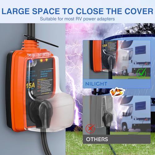 Image of Nilight 15 to 30 Amp RV Surge Protector 2100 Joules 5-15P to TT-30R