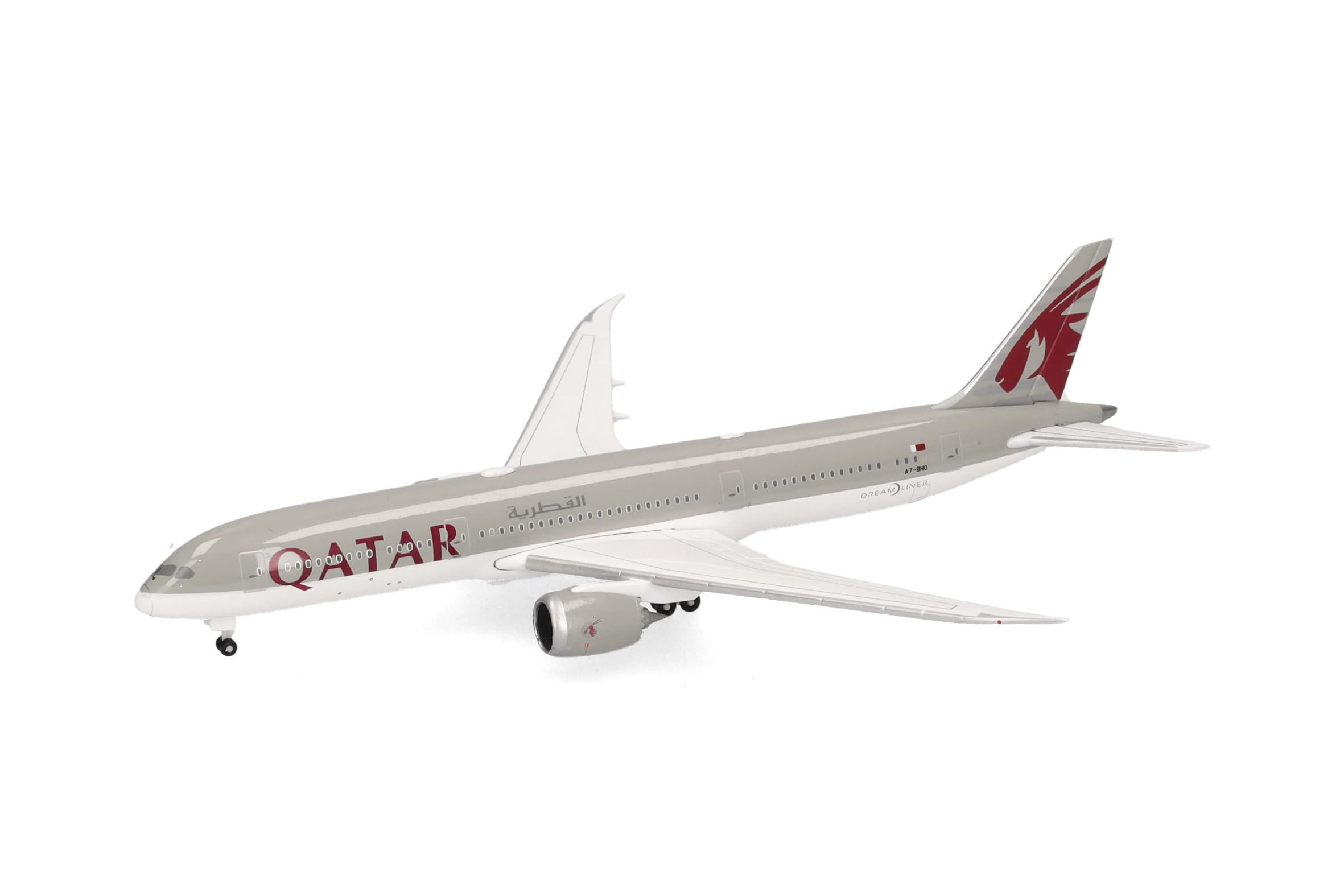Herpa Modellflugzeug Qatar Airways Boeing 787-9 Dreamliner - A7-BHO, Miniatur im Maßstab 1:500, Sammlerstück, Flugzeug Modell ohne Standfuß, Metall