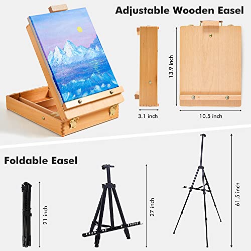 Shuttle-Art-168-Pcs-Artist-Painting-Set-Deluxe-Art-Set-with-Paint-Aluminum-and-Wooden-Easels-Canvas-Paper-Pads-Brushes-and-Other-Art-Supplies-Complete-Painting-Kit-for-Adults-Kids-and-Artists