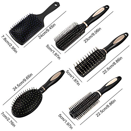 tao pipe 5pcs Hair Brush Sets Detangling Hairbrush Anti Static Massage Oval Comb Hair Styling Tools for Women Men Kid All Wet or Dry Hair - Image 7