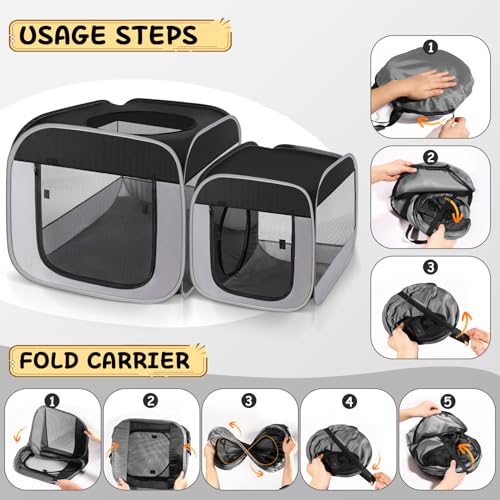 Image of Tailtastic Large Cat Playpen with Separate Areas,Outdoo&Indoor Cat Enclosures,Portable Pet Playpen for Indoor Cats,Puppy and Small Animals, Dog Playpen with Carrybag.