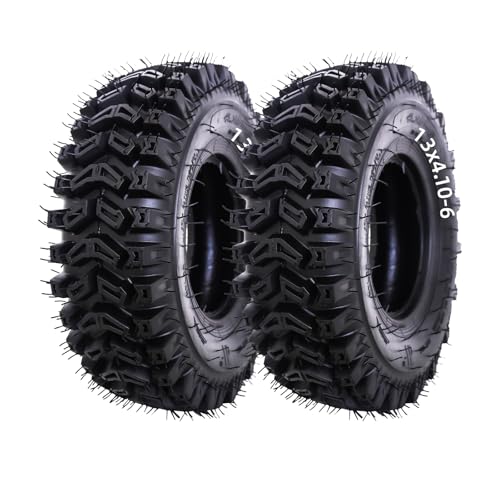 MZREXN 13x4.10-6 Tubeless Tires, 4Ply Pneumatic, ATV/UTV Tires Snow Hog Garden Ridding Lawn Mower Tires Snow Blower Go Kart Farm Tractor Trencher Quad 4 Wheelers Buggy Mini Bikes, Set of 2
