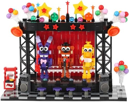 Five Nights Stage Toy Building Sets -Compatible with Lego Monster Scene, Bear, Rabbit & Chicken Performing on Stage, Horror Game-Inspired Spooky Toy for Fans and Collectors