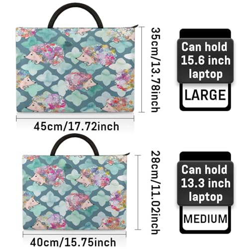 Watercolour Flower Hedgehog Laptop Sleeve with Handle Waterproof Computer Carrying Case2