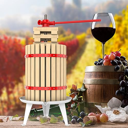 Image of 4.75 Gallon Fruit and Wine Press, Manual Cider Juice Maker with Solid Beech Wood Basket & Heavy-Duty Stand for Apples, Grapes, Berries