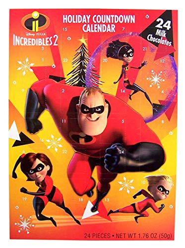 2019 Disney Incredibles 2 Christmas Advent Holiday Countdown Calendar with 24 Milk Chocolates